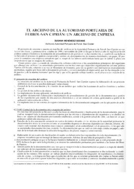El archivo de la autoridad portuaria de Ferrol-San Ciprián: Un archivo de empresa