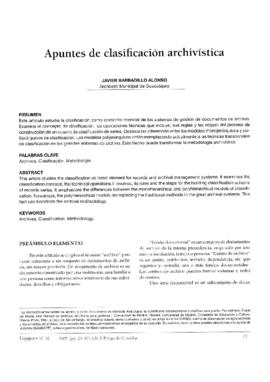 Apuntes de clasificaci&oacute;n archiv&iacute;stica