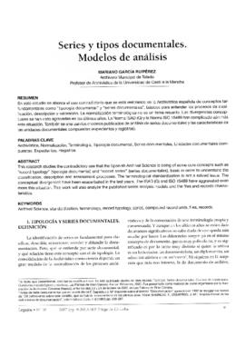 Series y tipos documentales. Modelos de an&aacute;lisis